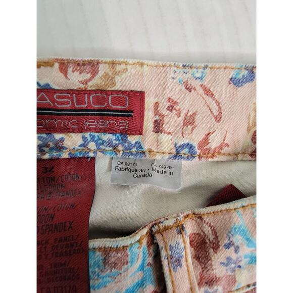 Parasuco Bohemian Jean Sz 32 Flare Low Rise Floral Ruffes Colorblock Unique - Picture 9 of 15